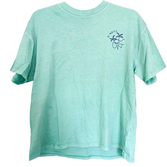 O'Neill Aqua Blue Short Sleeve Retro Graphic Ocean Print Tee Size Medium - Picture 1 of 4